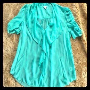 Silk aqua color flowy blouse